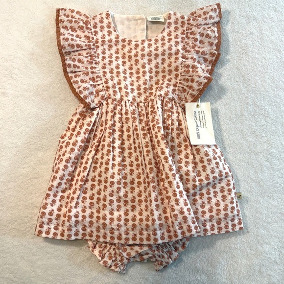 Viverano Organics Other - Viverano Organics Baby Girl Floral Romper Dress Set 100% Organic Cotton 12-18M